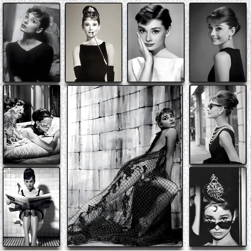 Actress Celebrity A-Audrey Hepburn Poster Artistic Wall Decor Indoor Outdoor Home Ornament for Collectors