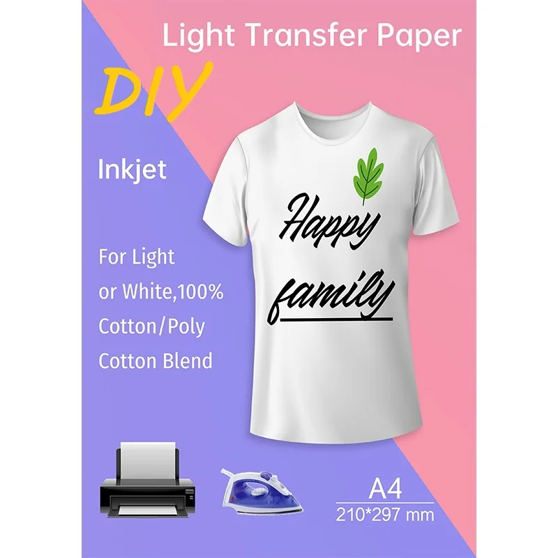 A4 Printing Papers on Clothes Transfer Paper for Textile Iron Thermal Paper for T-shirt Printable Vinyl Inkjet