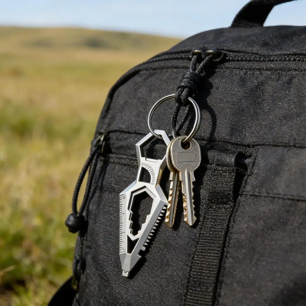 Multi Tool Heavy Duty Keychain 1 or 2 Pcs Stainless Steel 9-in-1 Keychain Multi-functional Pocket Tool with Bottle Opener