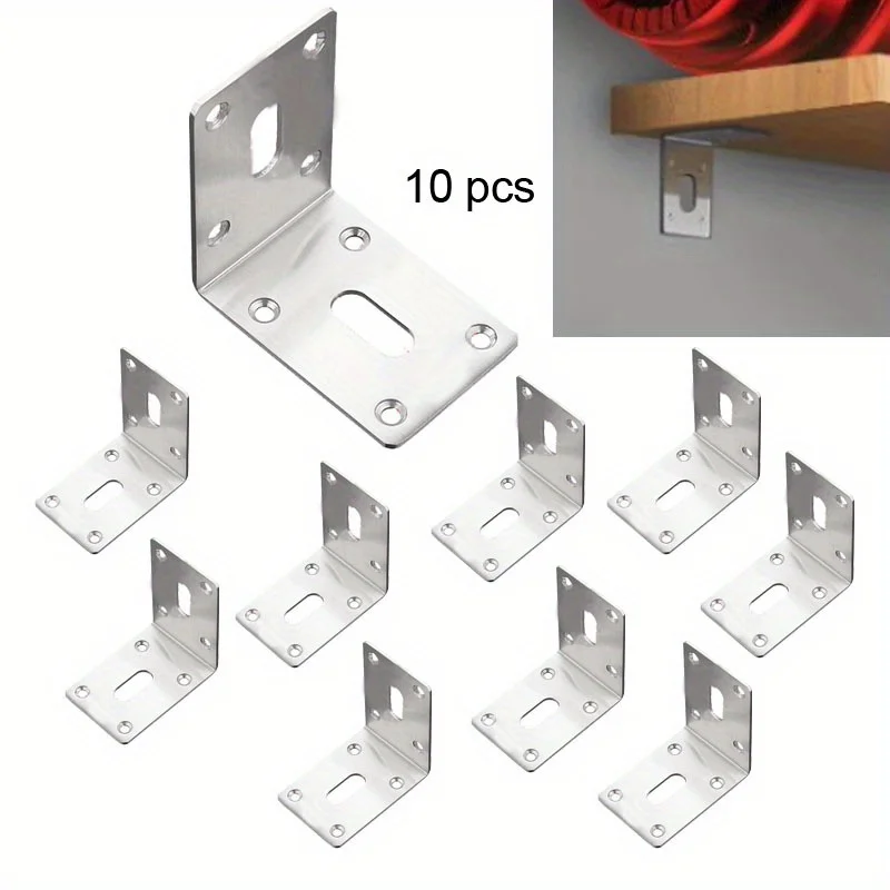 10pcs DIY Plates for Wood Fixing Connector Fixing Brackets Shape Brackets Flat Corner Brace Plates Metal Repair Stainless Steel