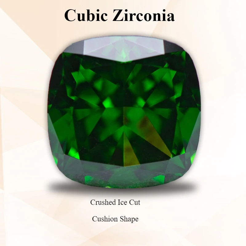 

Cubic Zirconia Cushion Shape Green 4k Crushed Ice Cut Lab Synthetic Cz Stone Extremely Shiny Quality Women Jewelry Making