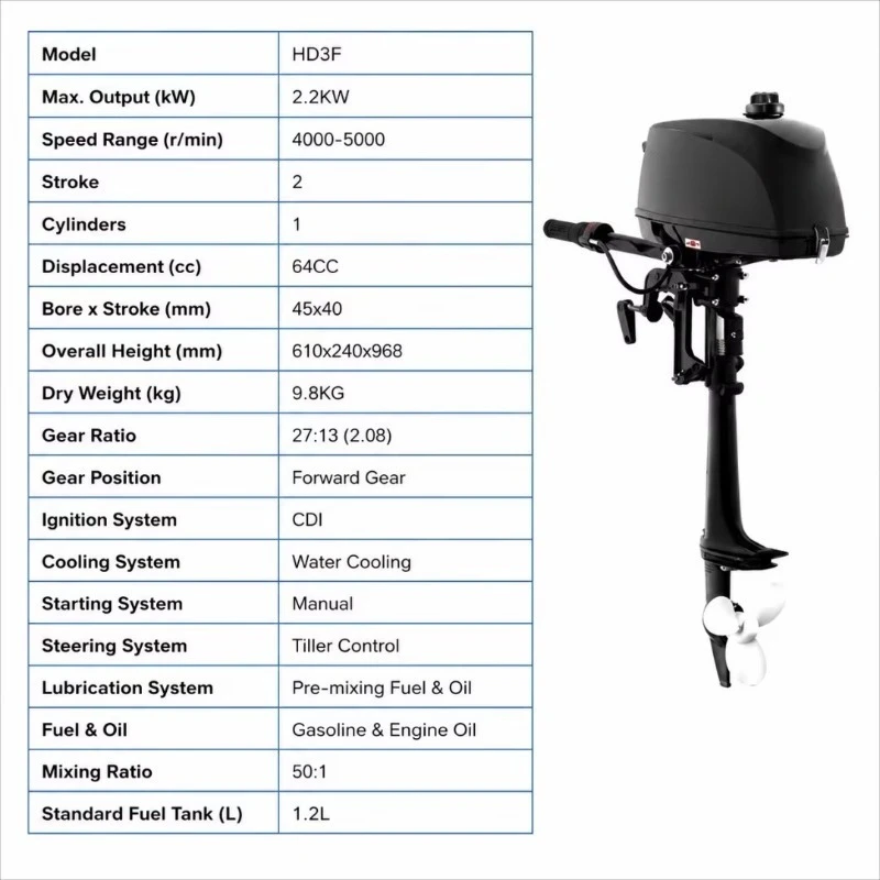 Original Genuine 3HP 2 Stroke Outboard Motor Portable Boat Engine for Inflatable Boats Water Cooled Small Boat Engine