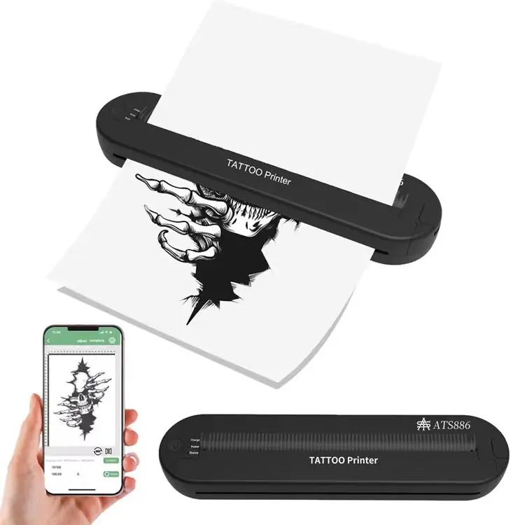 Yilong ATS886 Tattoo Printer Wireless Bluetooth Thermal Transfer Portable Stencil Copier Professional Tattoo Supplies Accessory