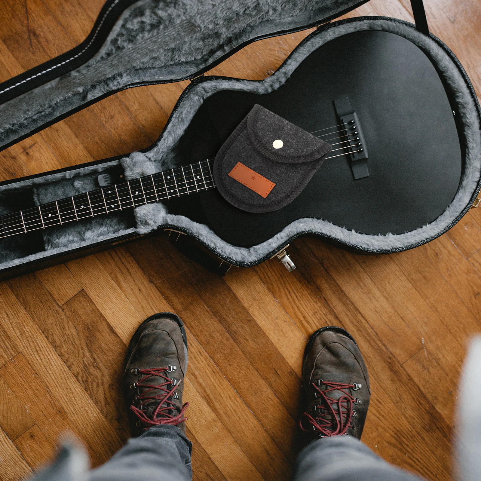 

Plectrum Case Pick Storage Bag Guitar Picks Container Black Felt Durable Ukulele Bass Organizer