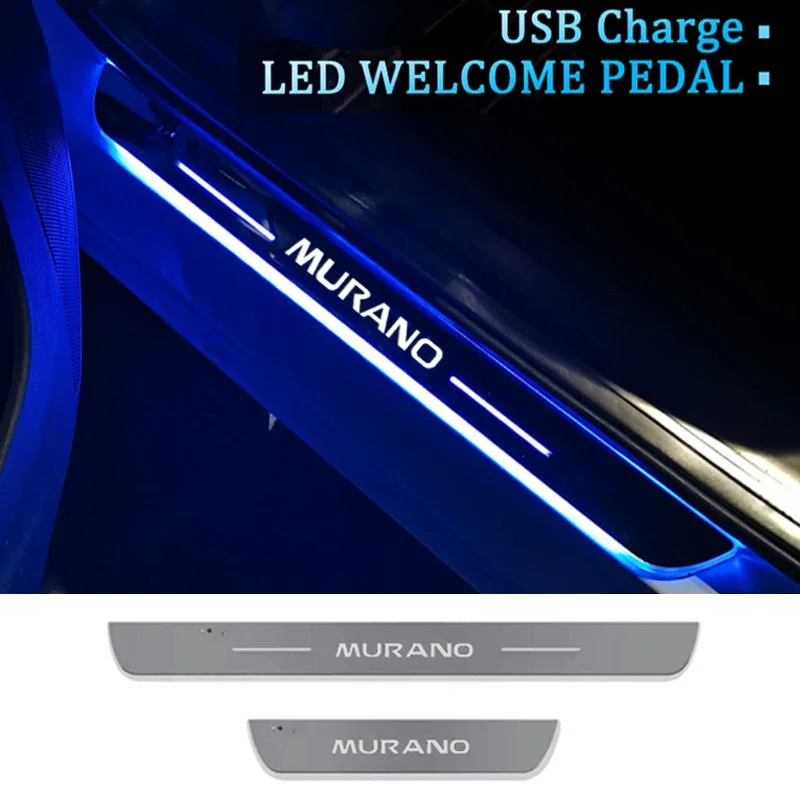 

USB Power Moving Автомобильная светодиодная педаль приветствия для Nissan Murano, акриловая дорожка, передний и задний порог, автомобильные аксессуары без проводов