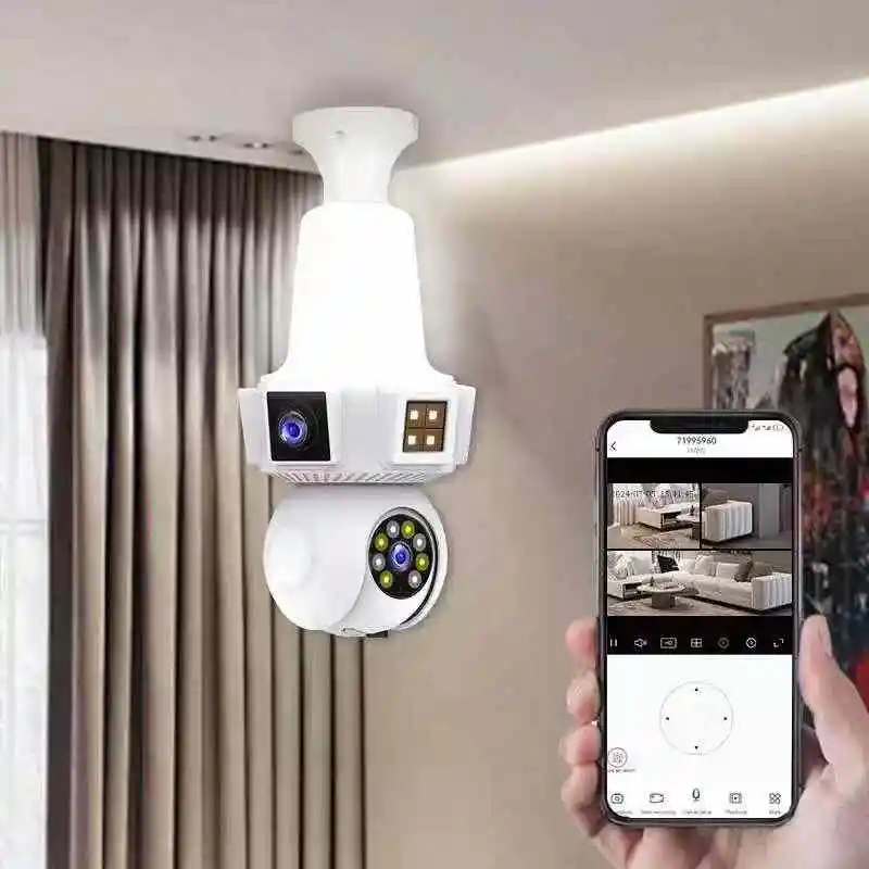 6MP V380Pro Dual Lens E27 Full Color Wireless PTZ IP Dome Camera AI Humanoid Detection Home Security CCTV Baby Monitor