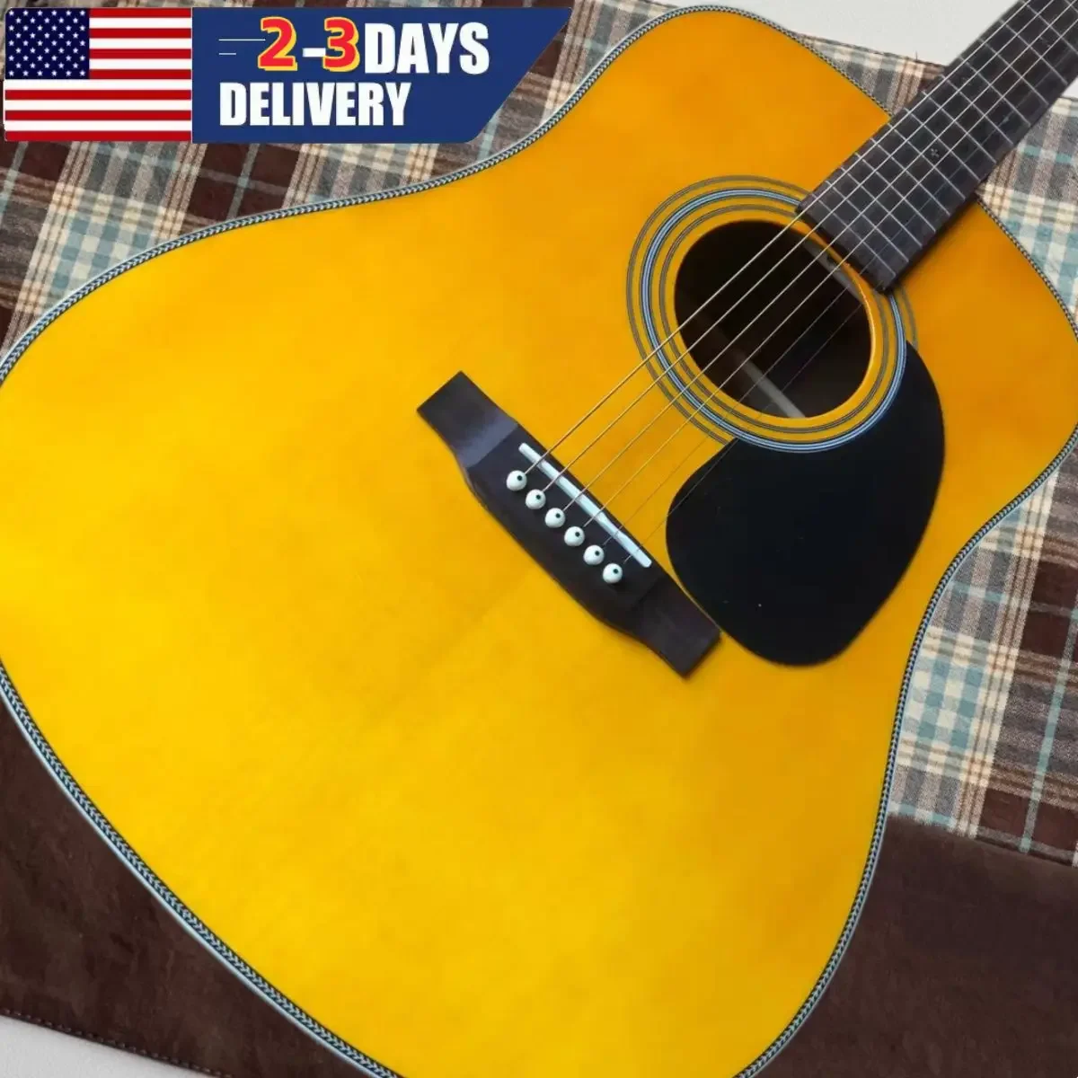 Exquisite Instrument Yellow HD-28 Acoustic Guitar Rosewood Fingerboard 6 Stringed Bone Nut Blues Style Suitable As A Gift Instrument