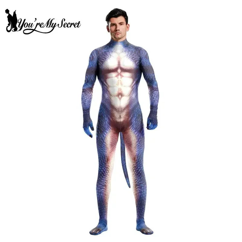 [أنت سري] أزياء الهالوين التأثيرية الأفعوانية المطبوعة التأثيرية Zentai ارتداءها ملابس بذلة مرنة فستان بتصميم حالم