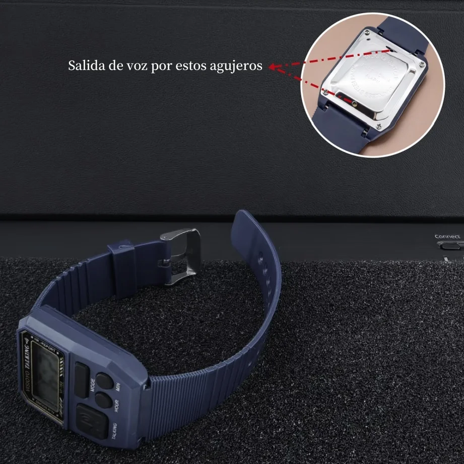 ساعة نقاش اسباني للمكفوفين وضعاف البصر، مع توقيت/إنذار مدمن، لكبار السن ومستخدمين منخفض الرؤية