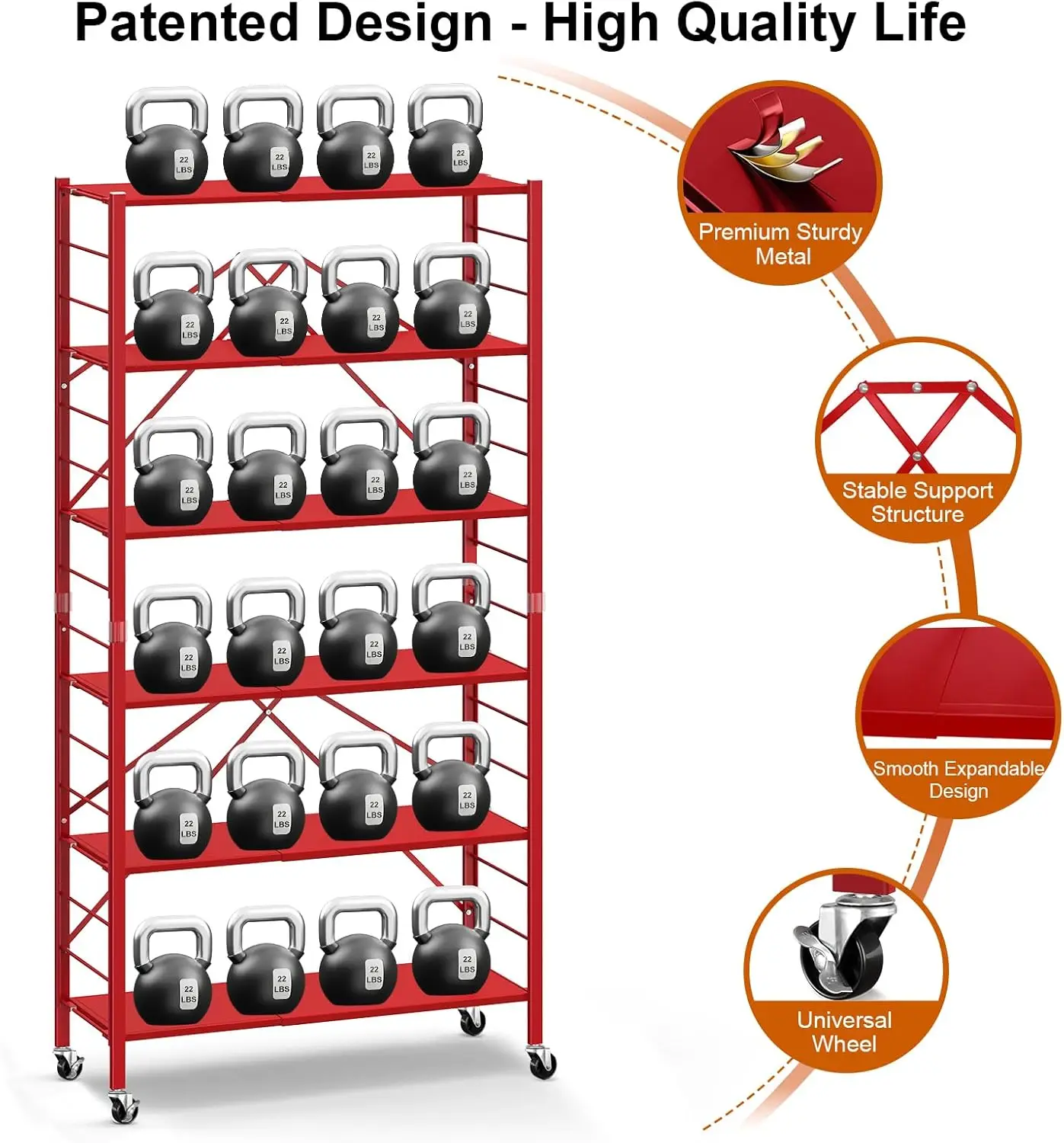 رف تخزين قابل للطي مكون من 6 أرفف، أرفف معدنية قابلة للتعديل بعجلات، قابلة للتغيير إلى وحدتين