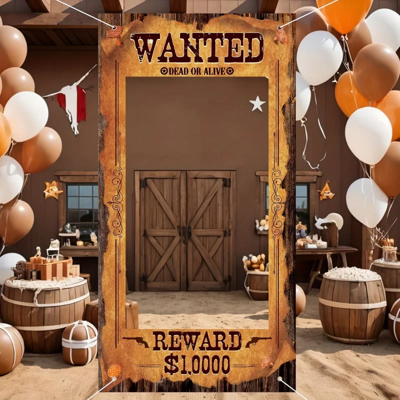 1 Stück, 2D flaches Banner im Western-Cowboy-Stil für Foto-Requisiten, geeignet für Geburtstage und Feiertagsdekorationen im Innen- und Außenbereich, mit