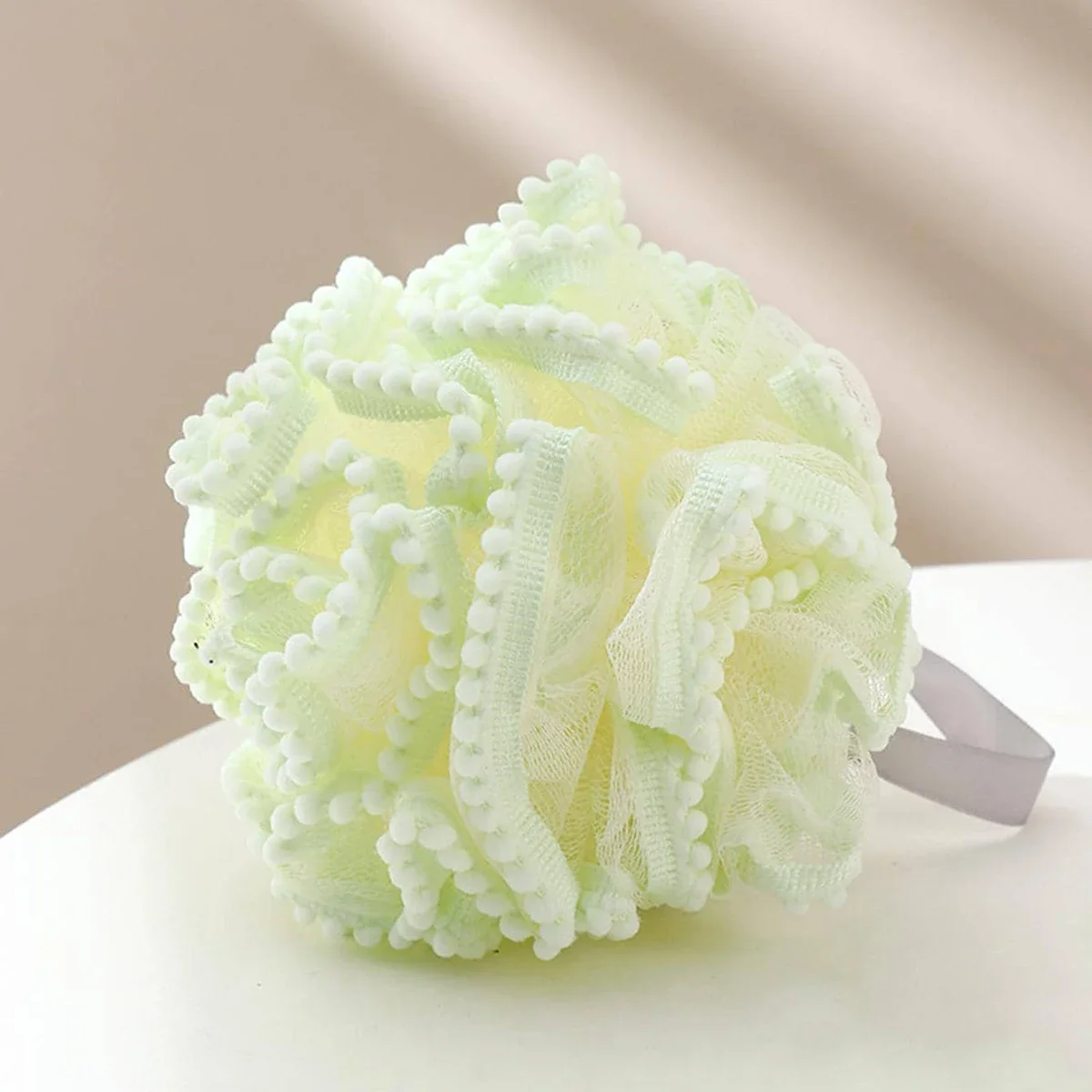 قطعة واحدة من كرة الاستحمام باللؤلؤ، منشفة حمام من الدانتيل، منشفة حمام ناعمة على شكل فقاعات، مناديل حمام