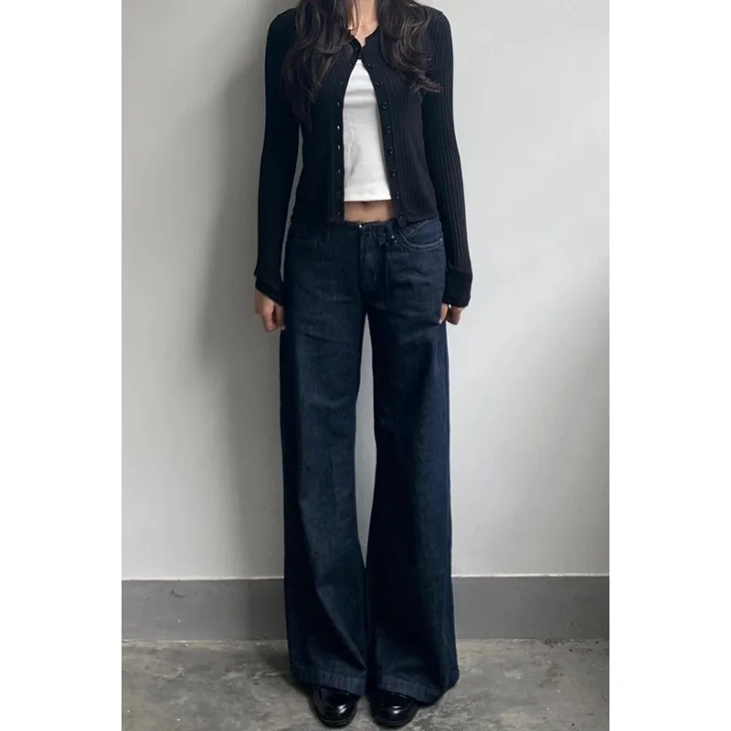 

Blue Bell Bottom Jeans Women's Summer Low Waist Slimming Elastic Non-Matching Wide Leg Pants Mid Waist Thin Denim