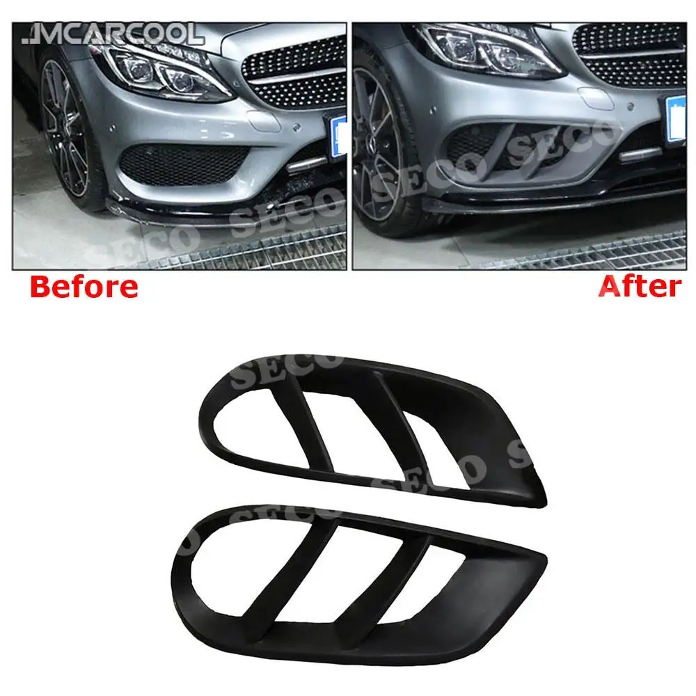 

Передний бампер автомобиля JCHEY, крышка вентиляционного отверстия из углеродного волокна для Benz C Class W205 C43 AMG C200 Sport 2015-2019 FRP Foglamp Mesh Grill