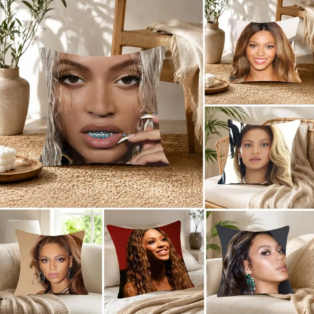 Pop star Beyonce Cushion Cover Fluffy velvet Nordic style plush Living room sofa decorative