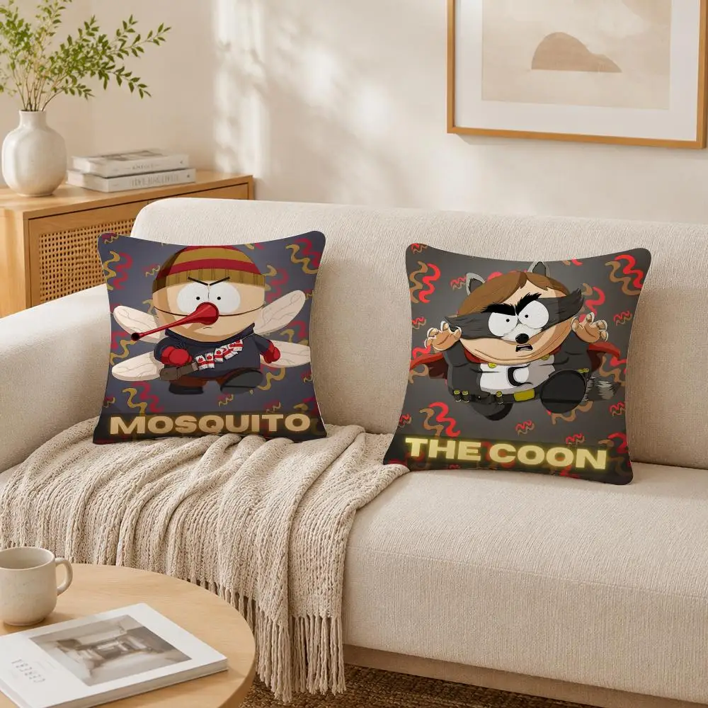 Hot Funny Anime S-Souths Park Cushion Cover Plush Decorative Pillow Case With Hidden Zipper Fashion Room Decor For Home
