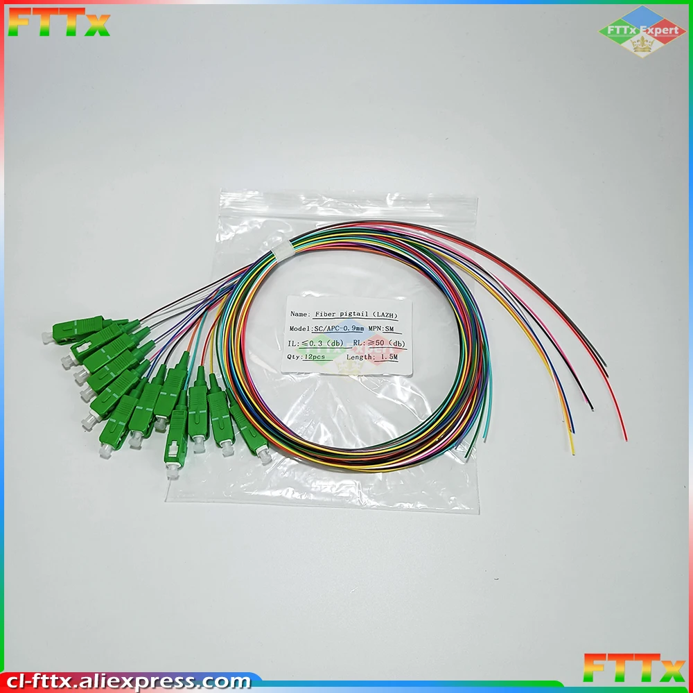 12 colored SC / APC /UPC fiber optical colorful Pigtail LAZH Simplex Single Mode 0.9mm quality factory supply