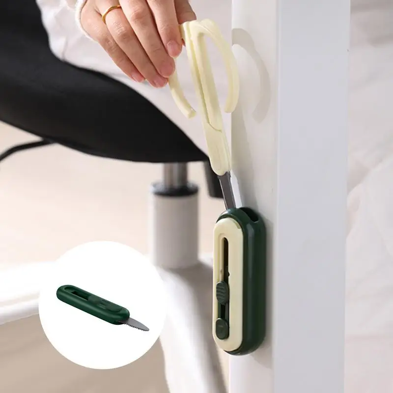 Tesoura de viagem caixa cortador retrátil 2 em 1 ergonômico antiderrapante tesoura leve retrátil caixa cortador portátil gadget