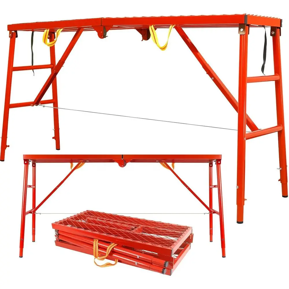 Scaffolding Platform 66x15.3x53, 1100 Lbs Capacity, 5-Level Height Adjustable Work Platform with Diamond Shape, Anti-Slip Surfac