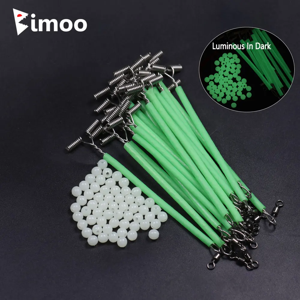 50pcs Stainless Steel Fishing Lures Wire Leader Trace Luminous Tube T-Shape Balance Arm Rolling Swivels Sea Fishing Rigs Making