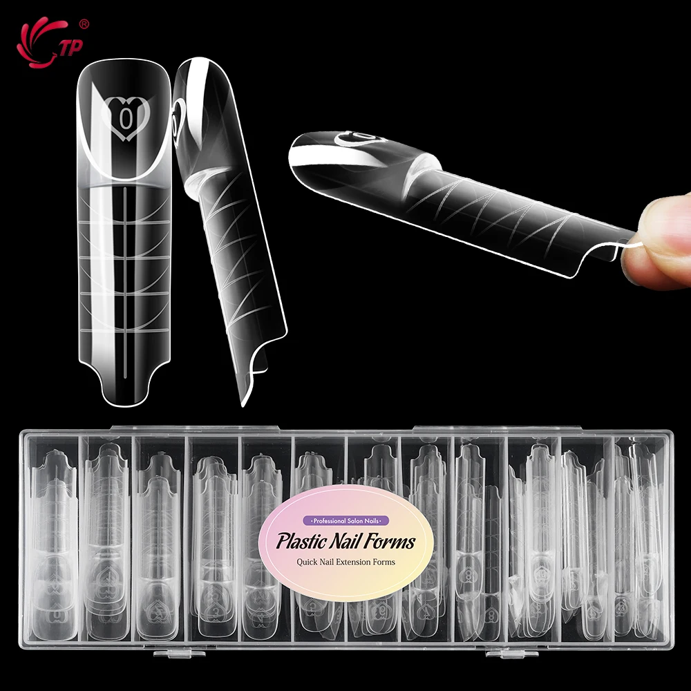 

TP 75pcs/box Space Dual Forms Nail Molds Acrylic 15 Sizes Smart French Line Extension Nail Form Reusable Quick Building Gel Mold