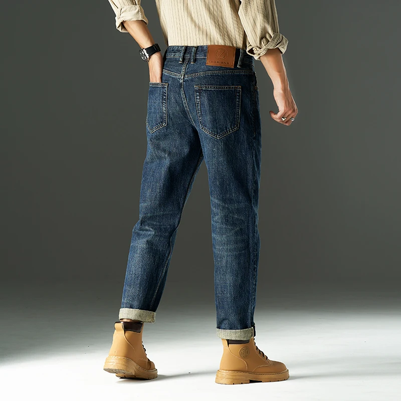 High Quality Heavyweight 15oz 100% Cotton Washed Red Selvedge Denim Jeans No-Stretch Tough Regular Fit Straight Men's Pants