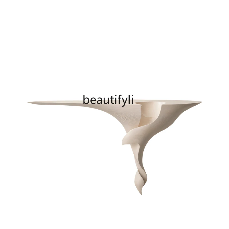 

Modern Personality Art Special-shaped Entry Entrance Platform Solid Wood Strip Extremely Narrow Wall-mounted End View Platform