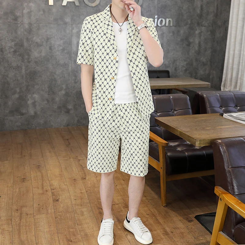 2024 Summer suit (Blazer+ Shorts) Korean version slim mid-sleeve suit casual seven-point sleeve Blazer two-piece set