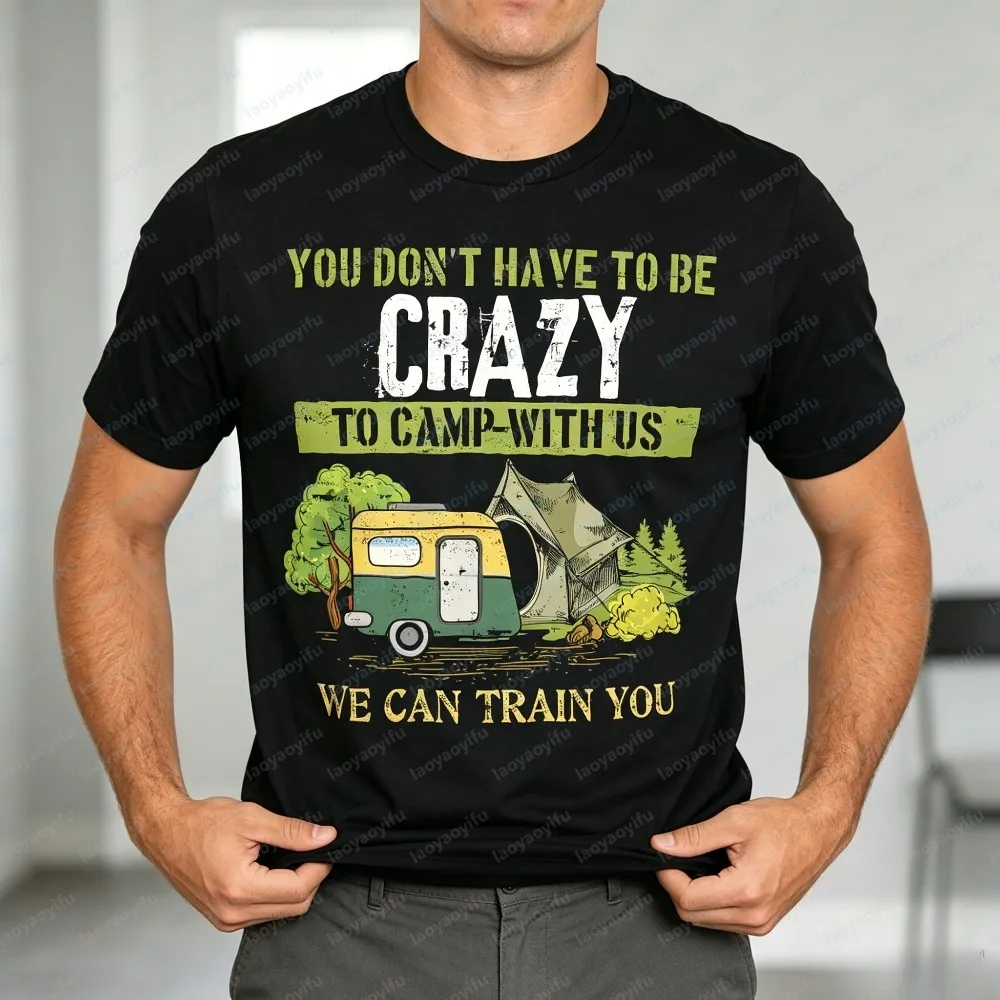 Fashion Unisex Summer Short Sleeve T-Shirt Funny Camping Camper Graphic Tee Casual Streetwear Tops For Outdoor Lover Men Women