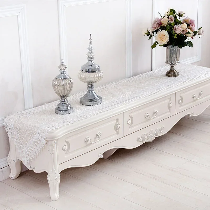 Table Cloth White Glass Yarn Lace Table Cover Hollow Out Europe Embroidered Table Dining Tablecloth Flower Romantic Coffee Cover