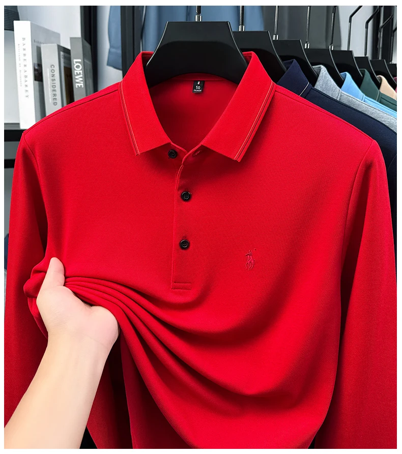 High End Long Sleeved T-shirt, Autumn New Product, Men's Polo Shirt, Middle-aged Base Top