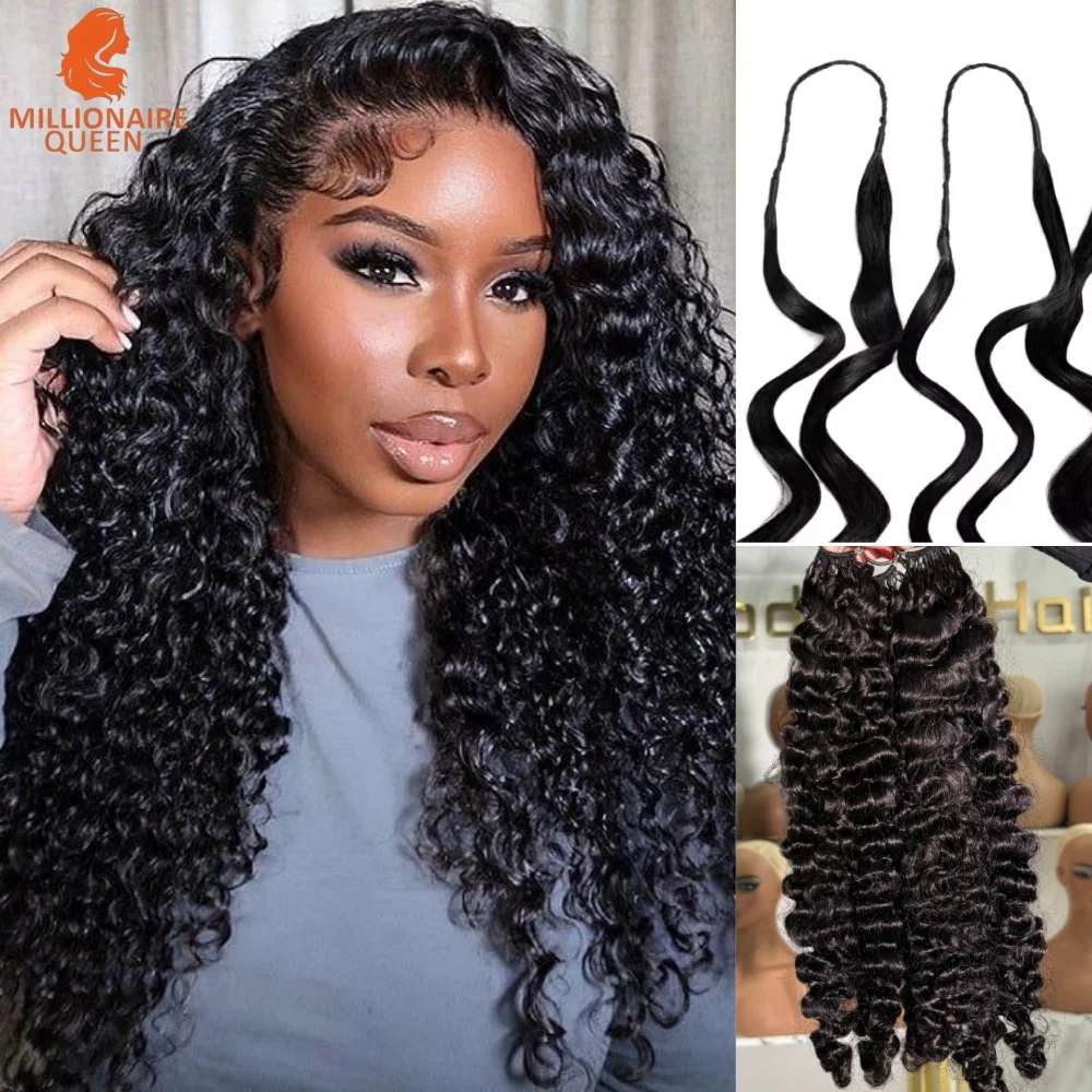 

Millionaire Queen 15A Burmese Curly Knotless Pre-Separated Crochet Hair Extensions Feather Hair Extension Line On Clearance Sale