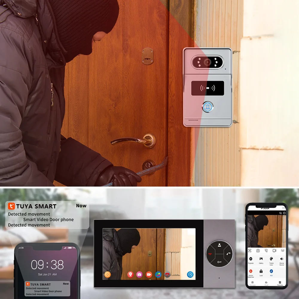 Tuya Visual Intercom Türklingel system Home Access Control intelligente 1080p HD-Display Villa Kabel überwachungs set