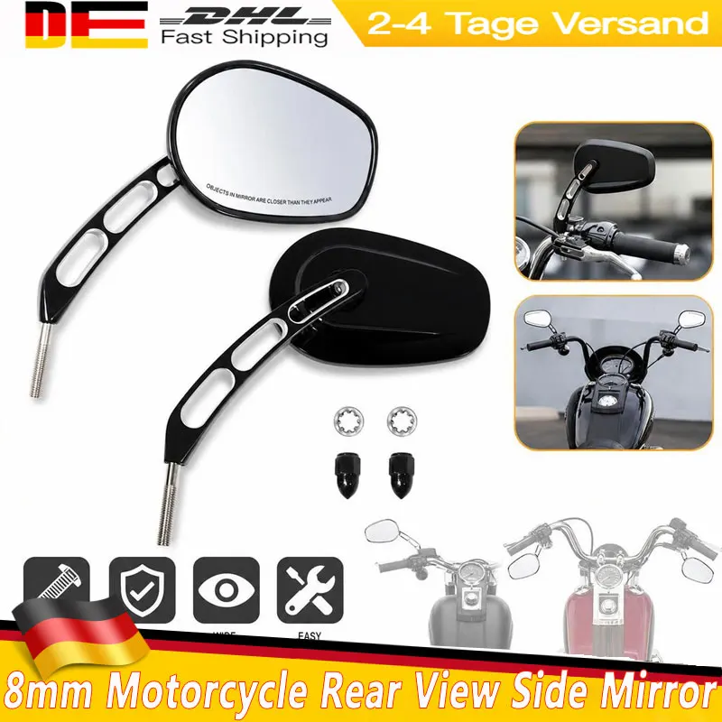 Universeller Motorrad-Rückspiegel für Harley Road King Touring XL 883 Sportster Fatboy für CVO Dyna FXDF FLSTF Softail Springer V-ROD Motorrad-Rückspiegel mit Lenkerhalterung