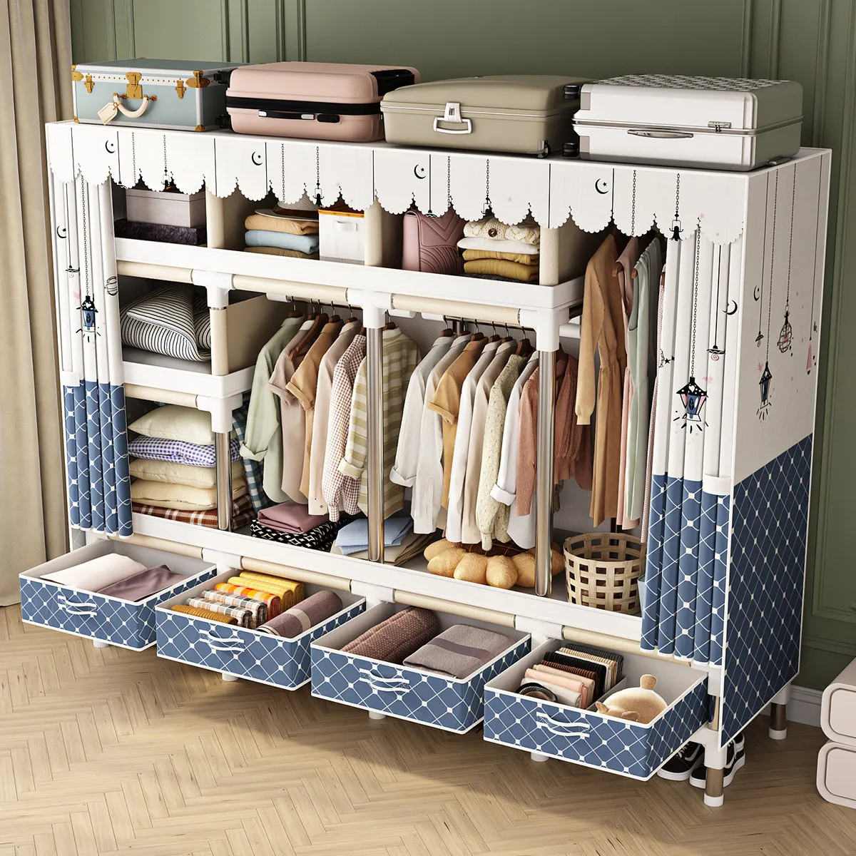Großer Kleider schrank Miet zimmer Schlafzimmer Kleider schrank Doppels tange Kleidung Lagerung Veranstalter Schränke Wohnzimmer Wohn möbel