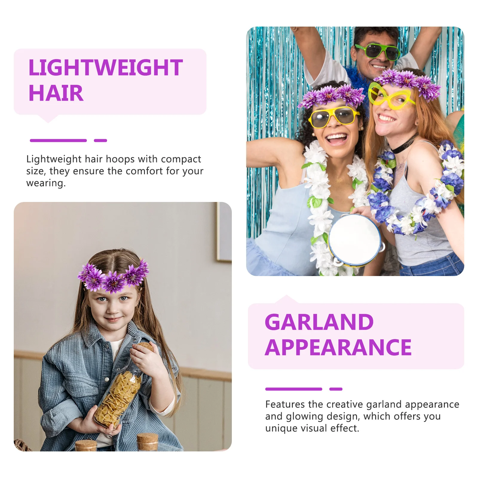 

Glowing Headbands Garland Hairband Festive Party Headdress Bridal Accessories Wreath Style Comfortable Cloth Carnival