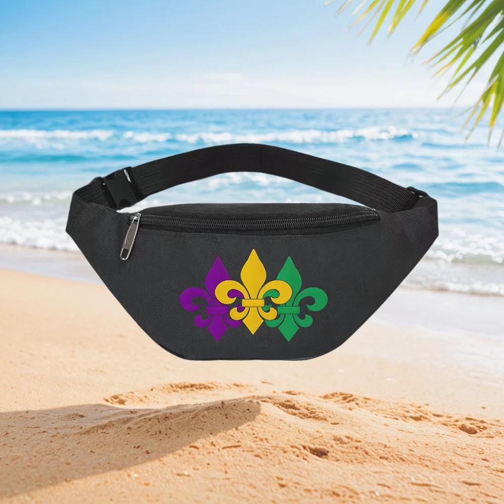 Three Fleur-de-lis Design Waist Backpack Crossbody Chest Bag Street Casual Sporty Fashionable Simple Unique Printed Design