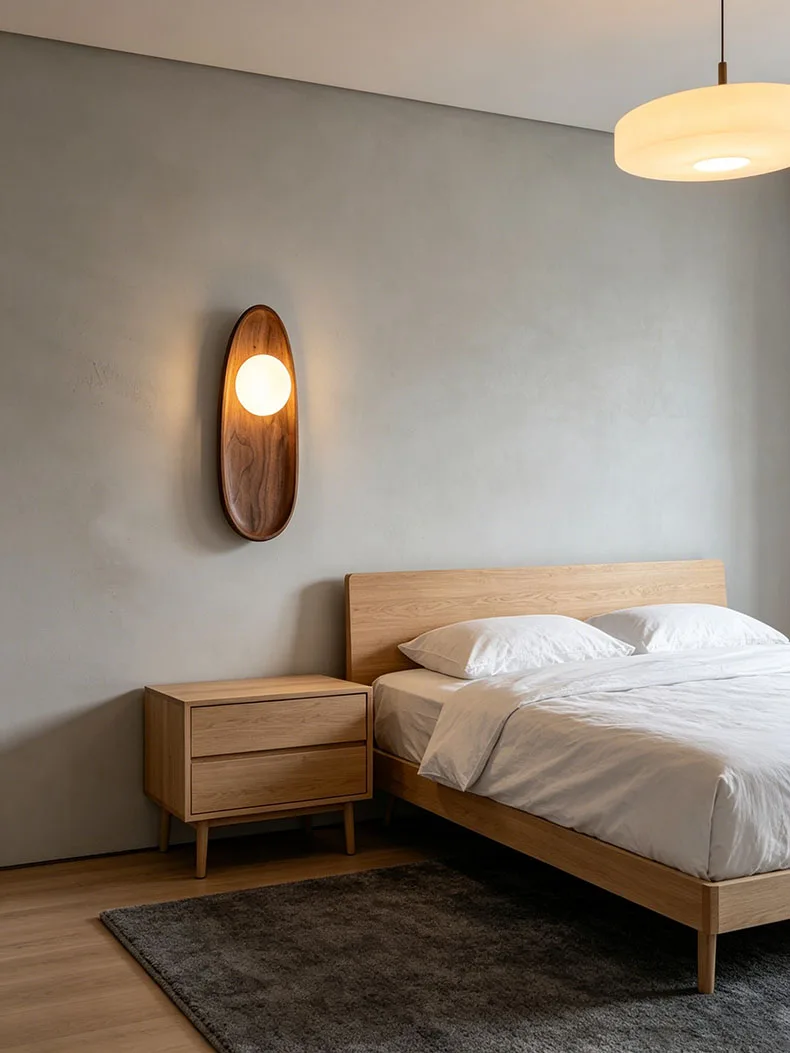 Natural Dark Wood Wall Light G4 Bulb White Glass Ball Indoor