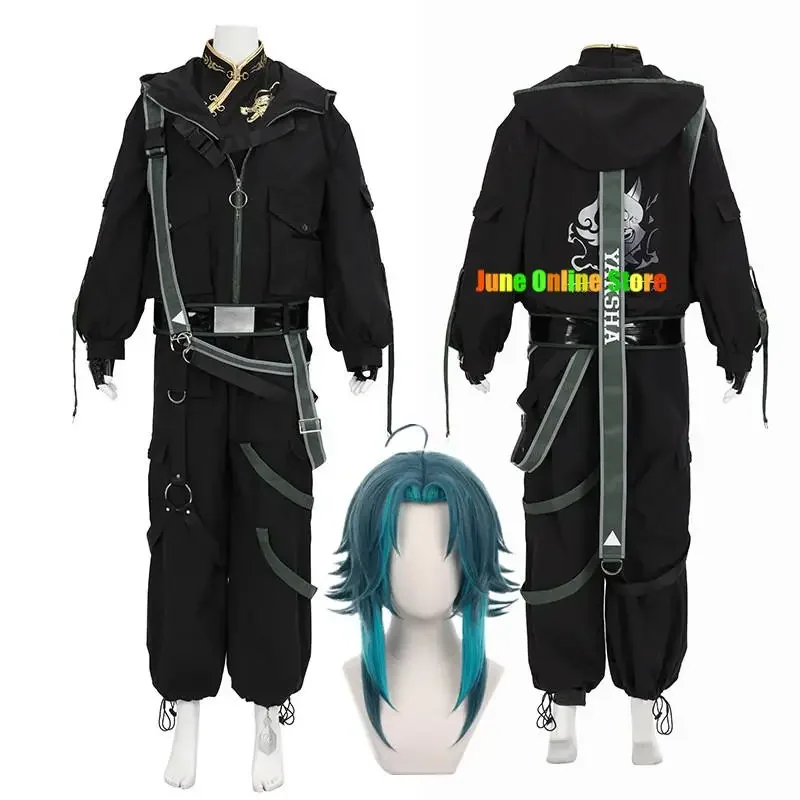 Devil Xiao Cosplay Anime Genshin Impact Costume Cosplay Uomo Xiao Abito nero Giacche Pantaloni Costume da diavolo di Halloween