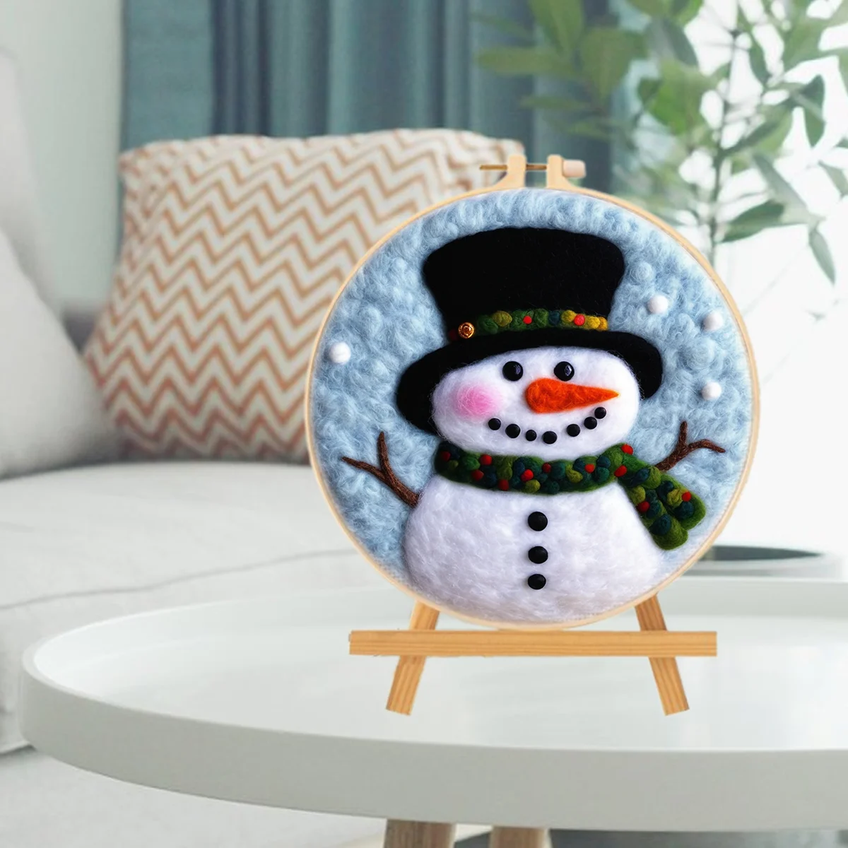 RUOPOTY 바늘 펠트 스타터 세트, 크리스마스 눈 풍경 DIY 선물, 양모 바늘 펠트 페인팅 도구 키트, DIY 선물, 20x20cm