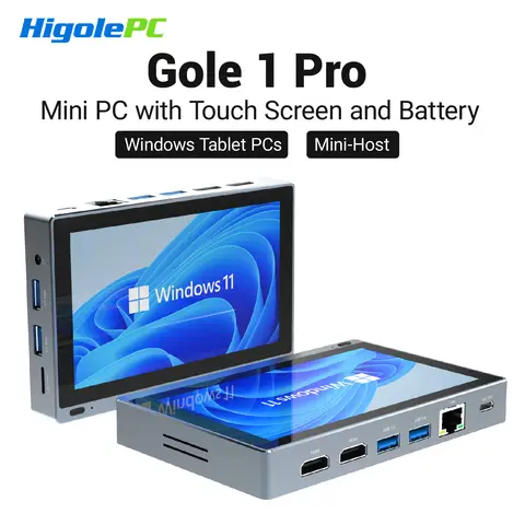 Higole Gole 1 Pro 5.5'' Fanless Mini PC Intel J4105 Windows 11 WiFi5 8G 128G 2500mAh with Screen Laptop Desktop PC Mini Computer