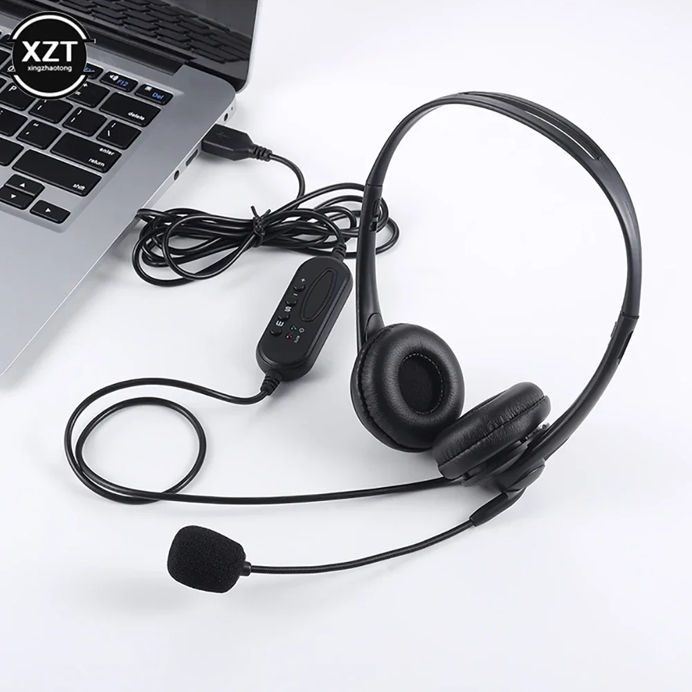 

3.5mm Computer Laptop Headphone with Noise Cancelling Microphone Chatting Network Teaching Video Conferencing USB Wired Headsets