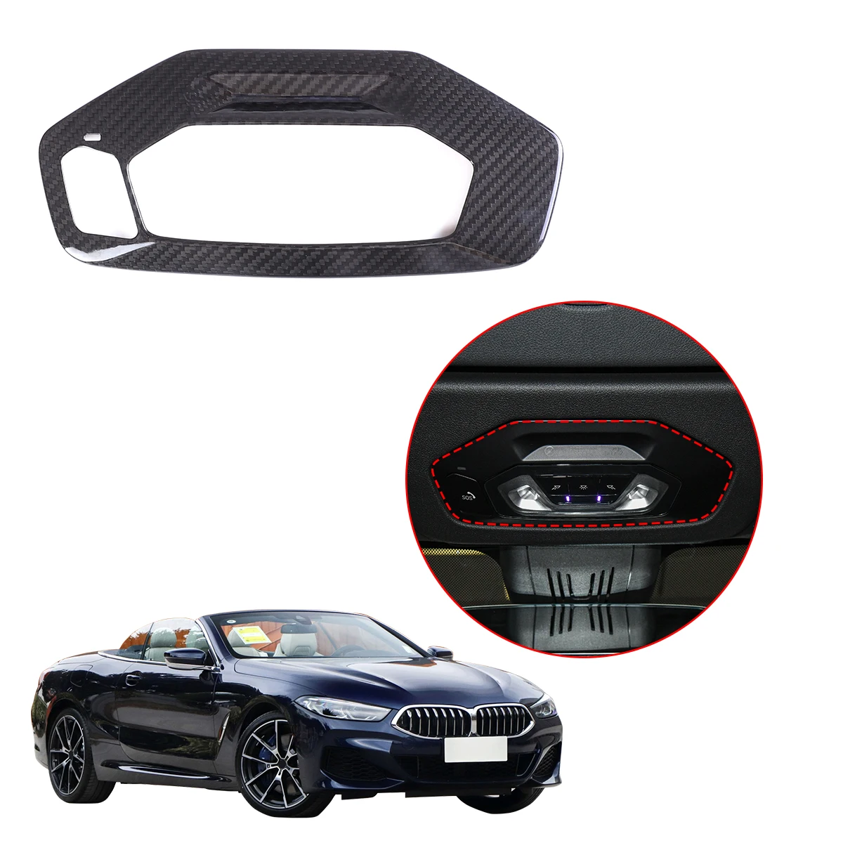 For 2019-2022 BMW 8 Series G14 G15 real carbon fiber 2-door version car reading light frame sticker car interior accessories