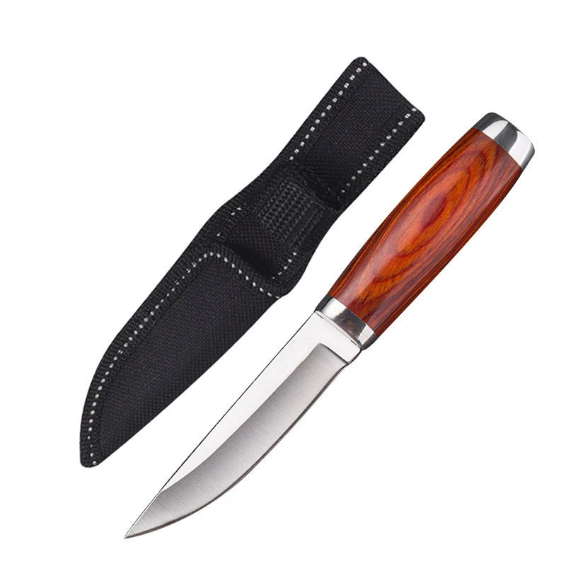 1 sharp stainless steel fruit knife with wooden handle, multi-purpose barbecue cut pocket knife for family and barbecue