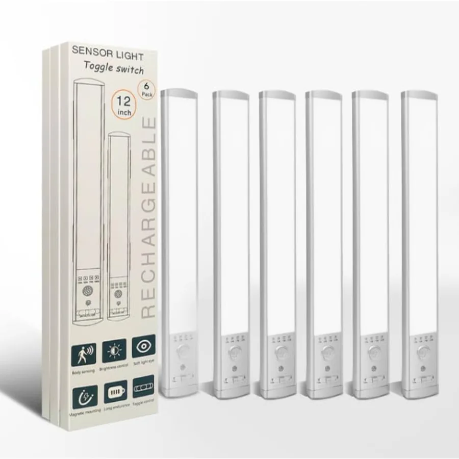 

Подсветка под шкафы, 6 шт., с датчиком движения, для помещений, 3 цветовые температуры, перезаряжаемые светильники под столешницу для кухни, с регулировкой яркости