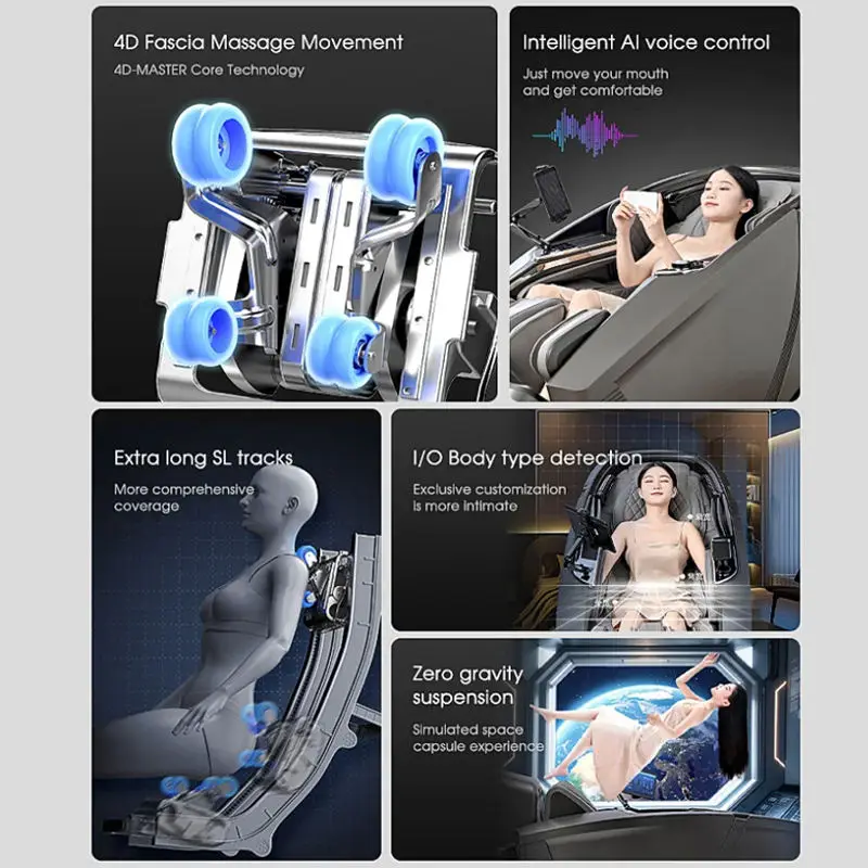 LEERCON  Fashion Luxury Indoor AI Massage Chair Flat Panel Control Space  Zero Gravity Recline with Body Application