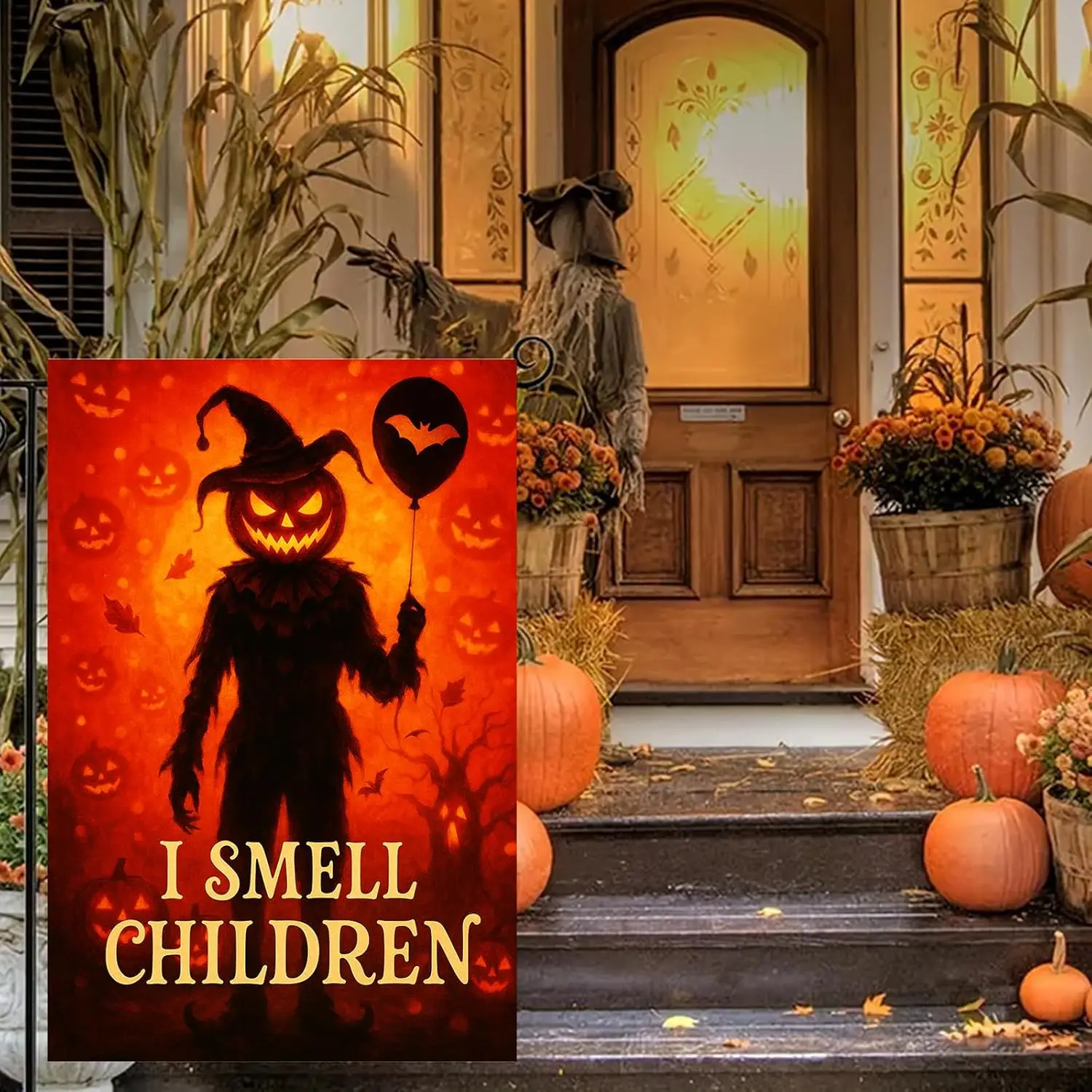 BlissYard I Smell Children Halloween Garden Flag Double Sided 12x18 Inch Pumpkin Head Yard Banner Scary Fall Witch Decor Spo jjp