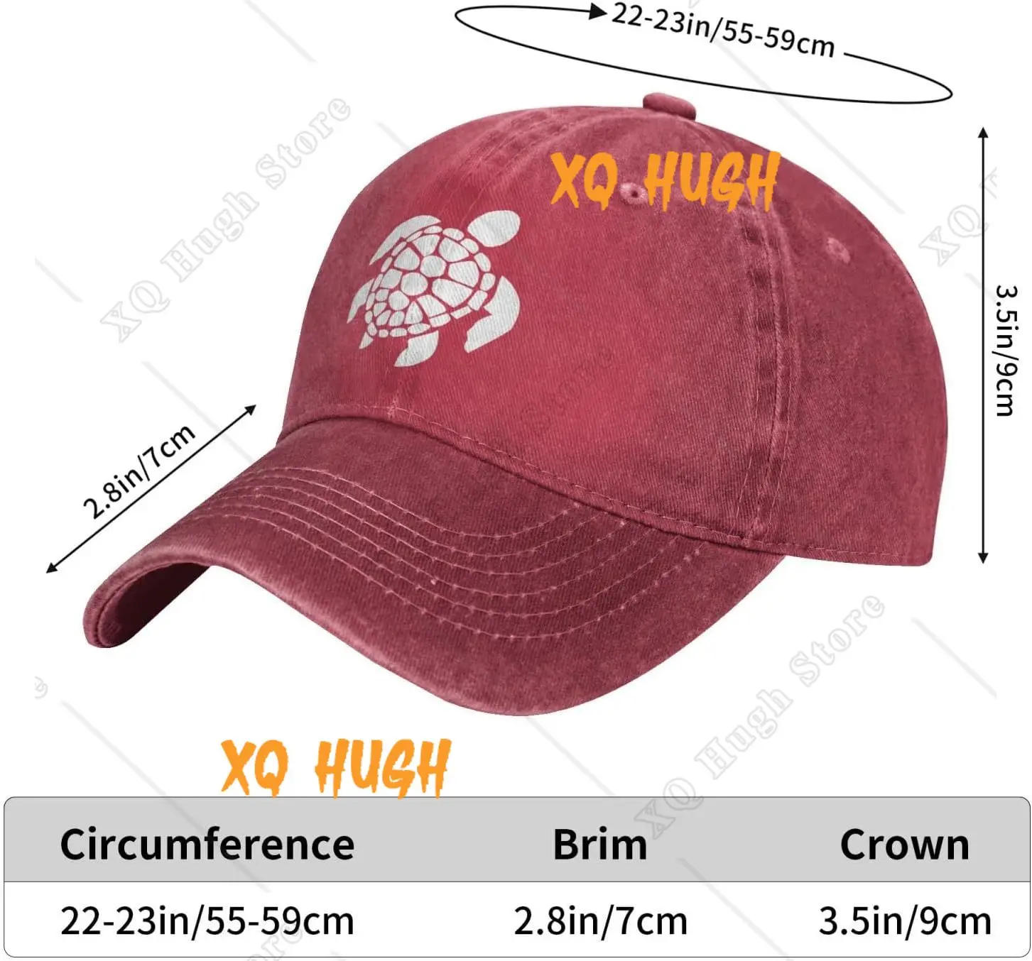 Sea Turtle Baseball Cap Adjustable Vintage Washed Hat for Women and Men