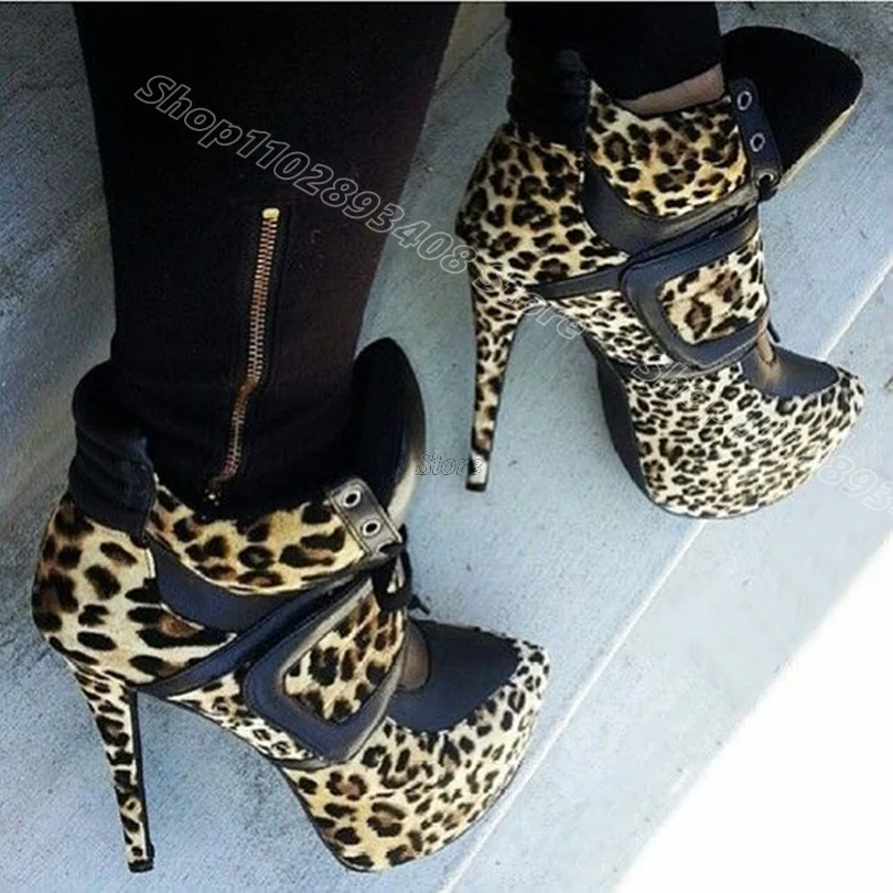 

Leopard Print Hook Platform Pumps Round Toe British Style Spring Design for Women Party Dress Pumps 2025 Zapatos Para Mujere
