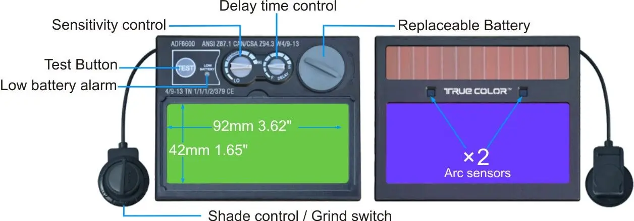 Professional Solar Powered Automatic Dimming Welding Hood Auto Darkening Welding Helmet for Welder